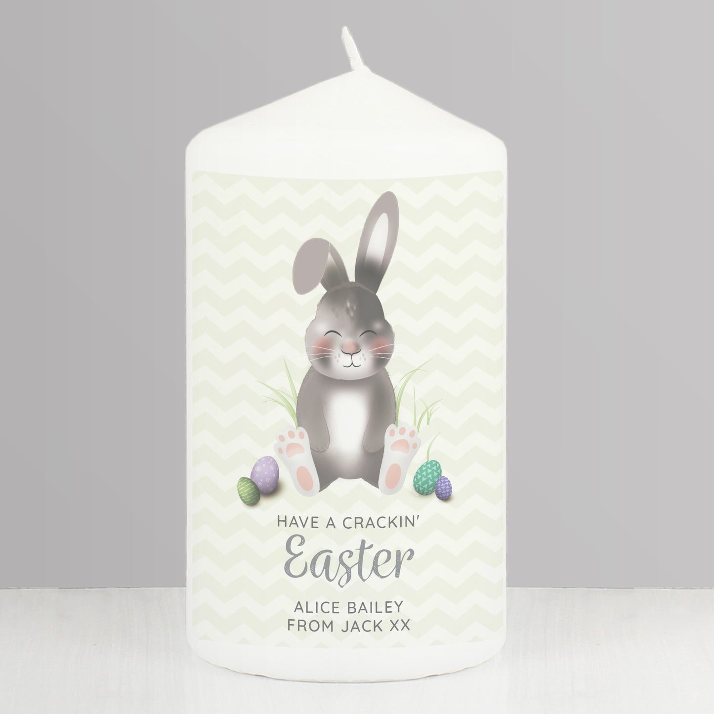 Personalised Easter Bunny Pillar Candle - Personalise It!