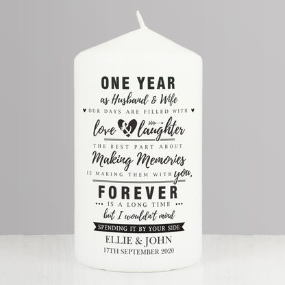 Personalised Anniversary Pillar Candle - Personalise It!