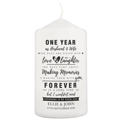 Personalised Anniversary Pillar Candle - Personalise It!