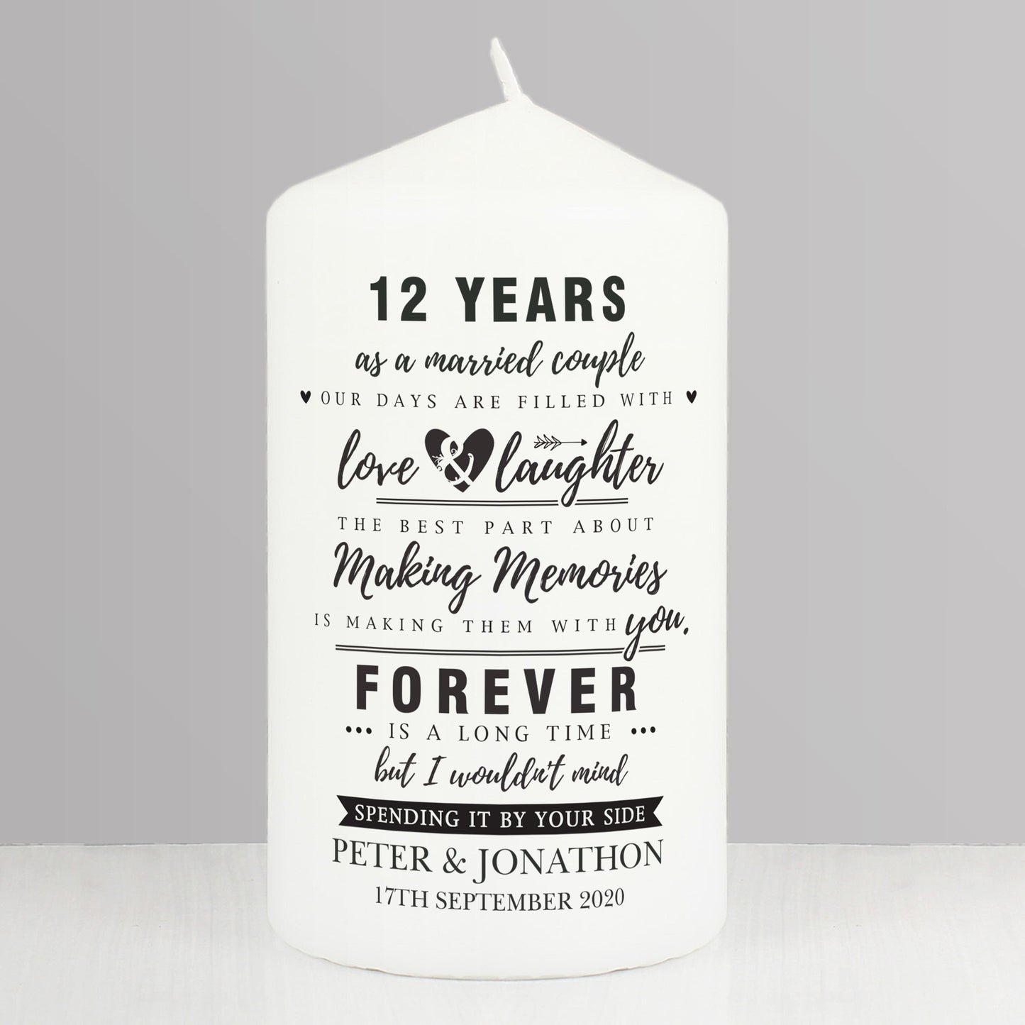 Personalised Anniversary Pillar Candle - Personalise It!