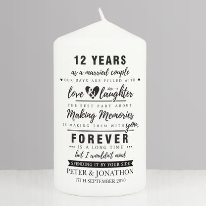 Personalised Anniversary Pillar Candle - Personalise It!