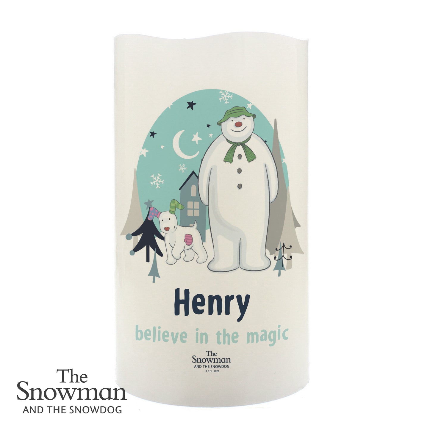Personalised The Snowman and the Snowdog LED Candle - Personalise It!