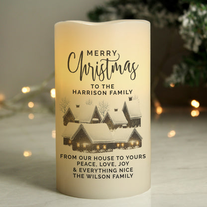 Personalised Christmas Town LED Candle - Personalise It!