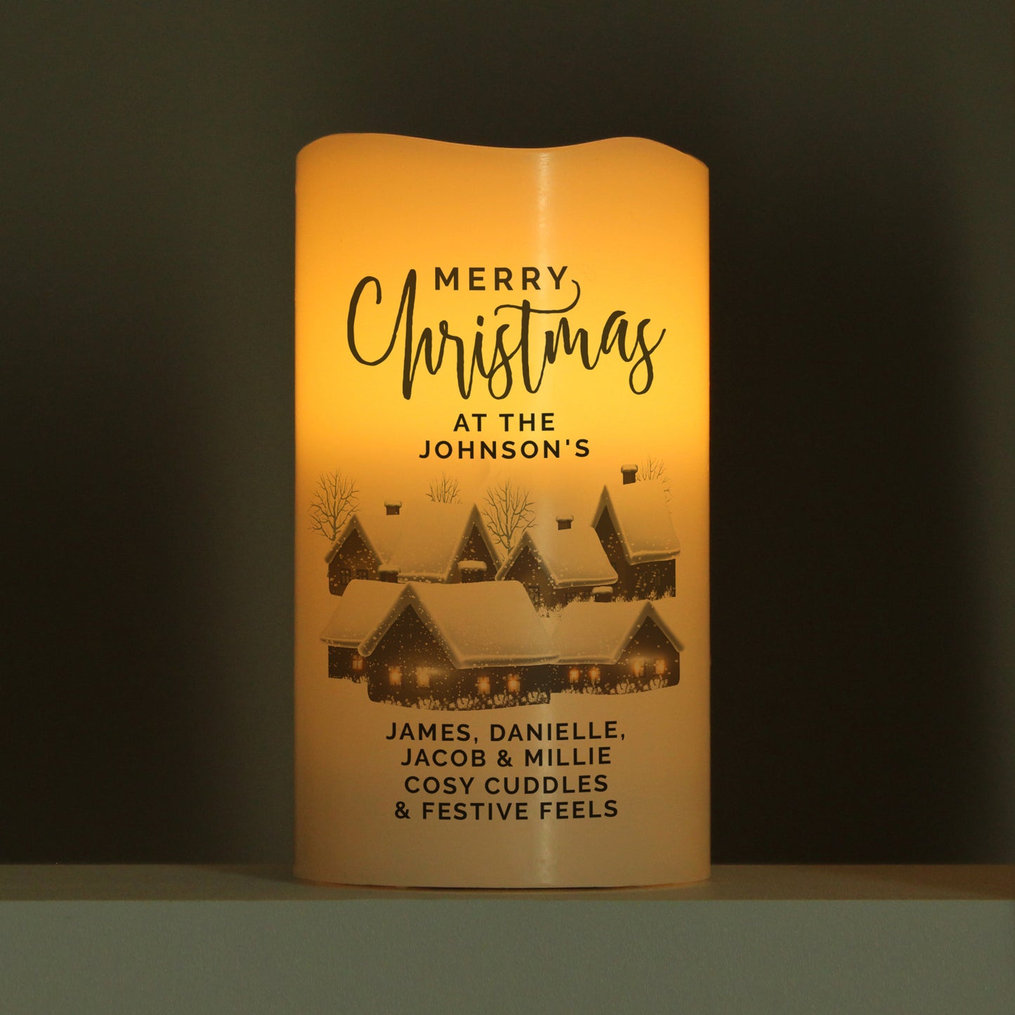 Personalised Christmas Town LED Candle - Personalise It!