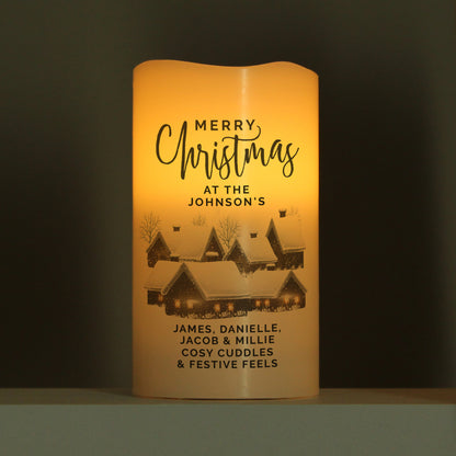 Personalised Christmas Town LED Candle - Personalise It!
