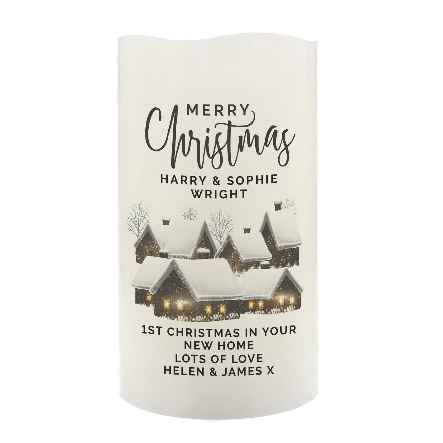 Personalised Christmas Town LED Candle - Personalise It!