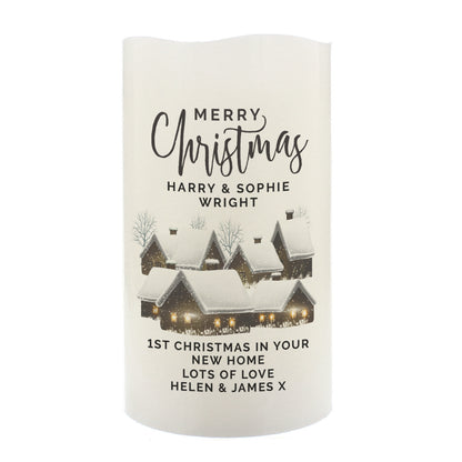 Personalised Christmas Town LED Candle - Personalise It!