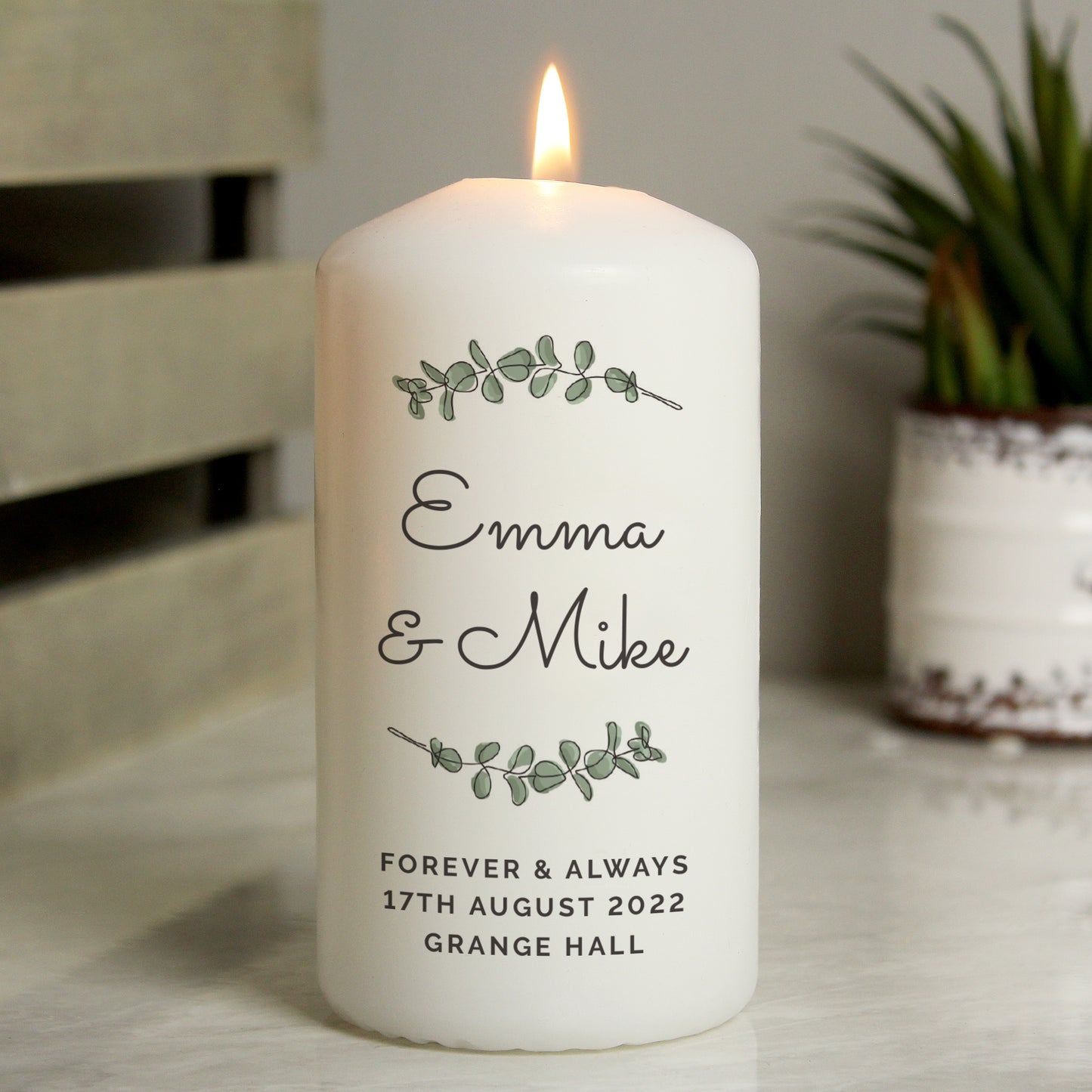 Personalised Botanical Pillar Candle - Personalise It!