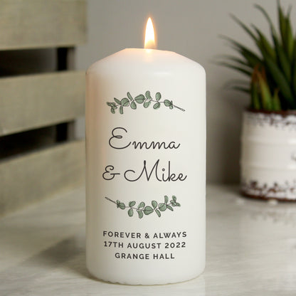 Personalised Botanical Pillar Candle - Personalise It!