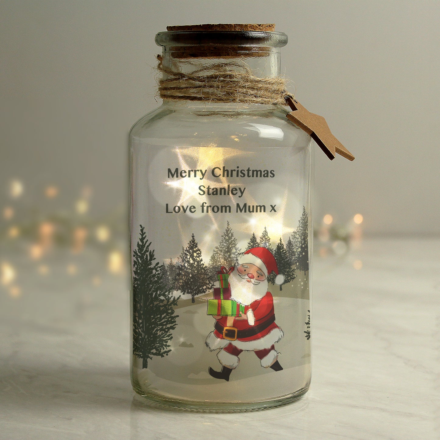 Personalised Santa LED Glass Jar - Personalise It!