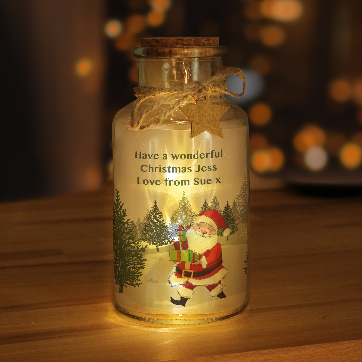 Personalised Santa LED Glass Jar - Personalise It!