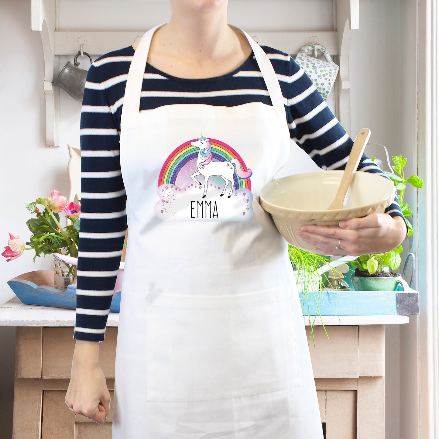 Personalised Unicorn White Apron - Personalise It!