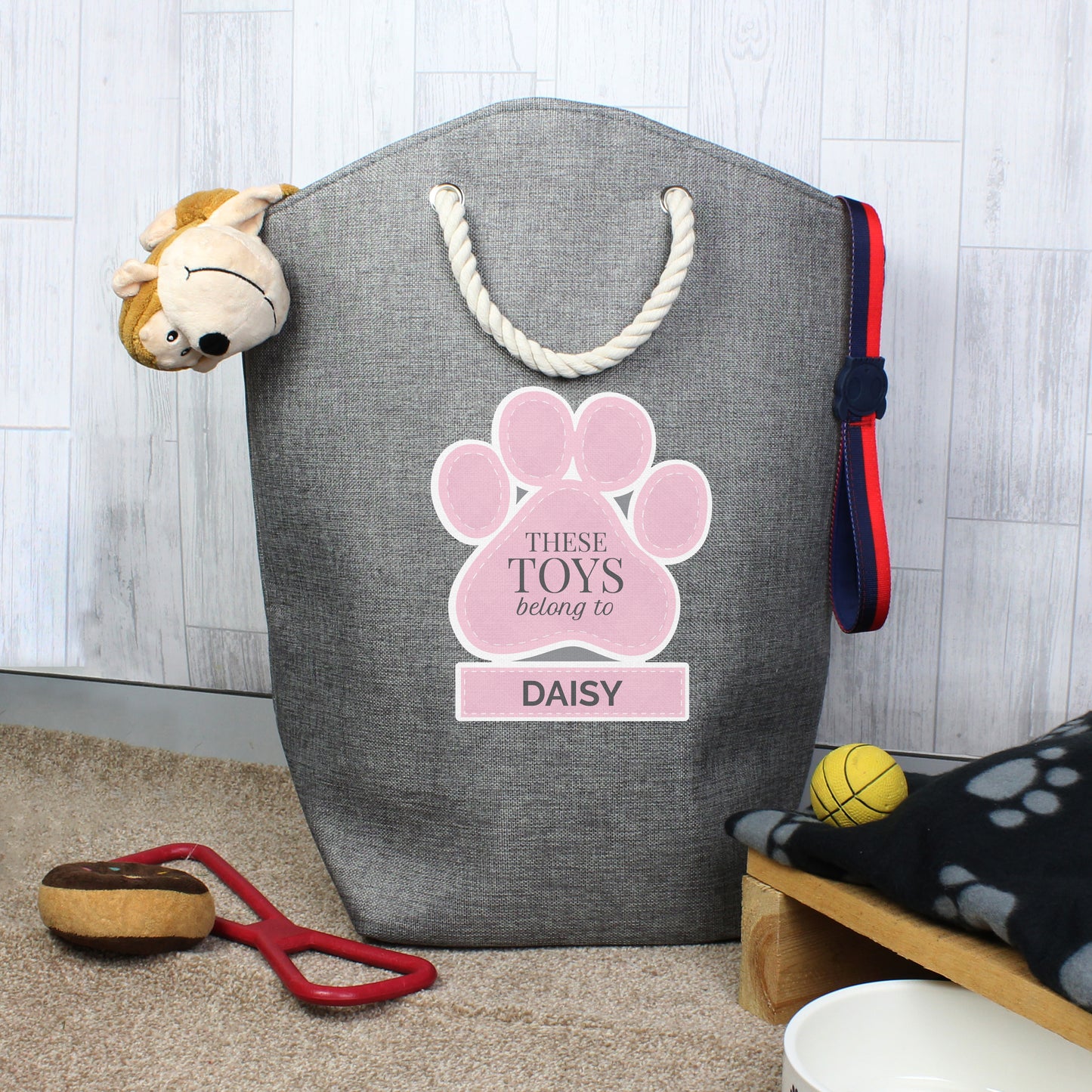 Personalised Pink Paw Print Storage Bag - Personalise It!