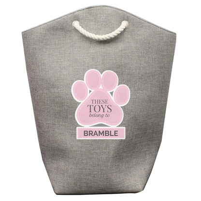 Personalised Pink Paw Print Storage Bag - Personalise It!