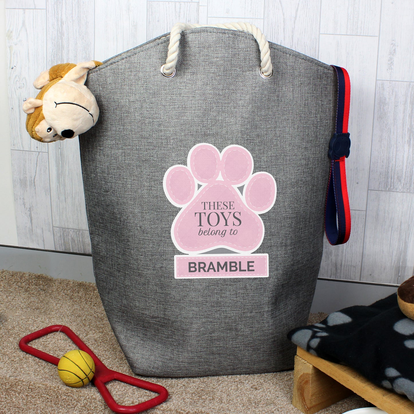 Personalised Pink Paw Print Storage Bag - Personalise It!