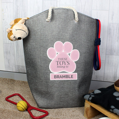 Personalised Pink Paw Print Storage Bag - Personalise It!