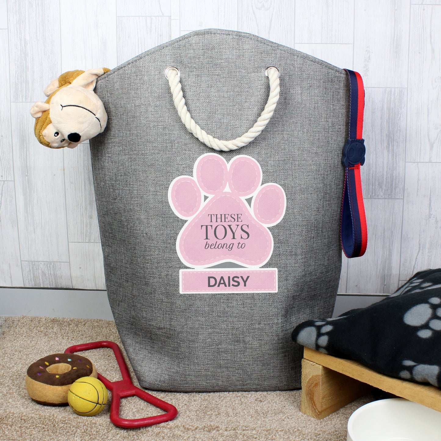 Personalised Pink Paw Print Storage Bag - Personalise It!
