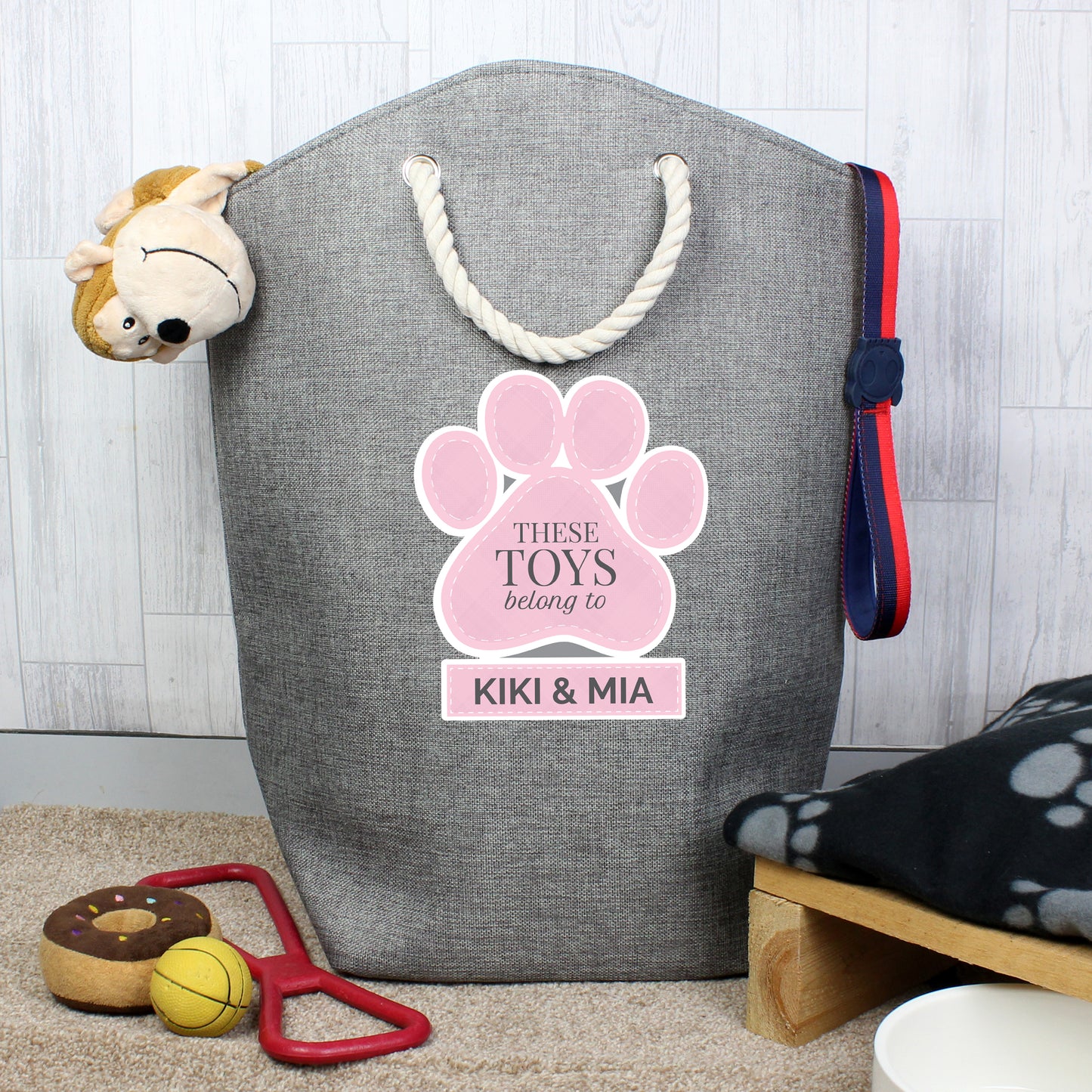 Personalised Pink Paw Print Storage Bag - Personalise It!