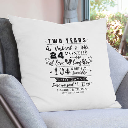 Personalised 2nd Anniversary Cushion Cover - Personalise It!