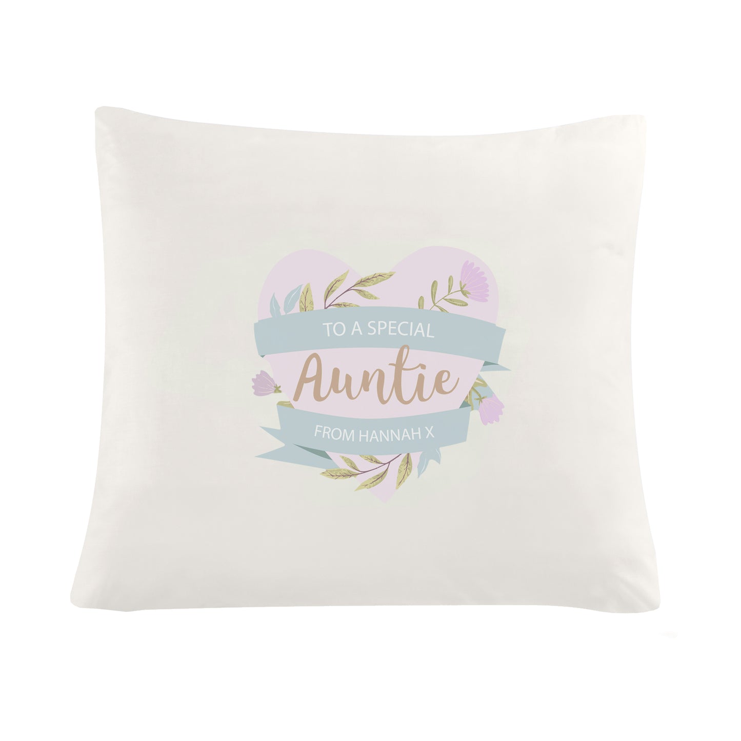 Personalised Floral Heart Mothers Day Cream Cushion Cover - Personalise It!