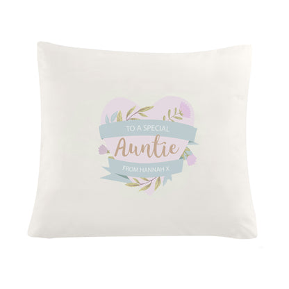 Personalised Floral Heart Mothers Day Cream Cushion Cover - Personalise It!