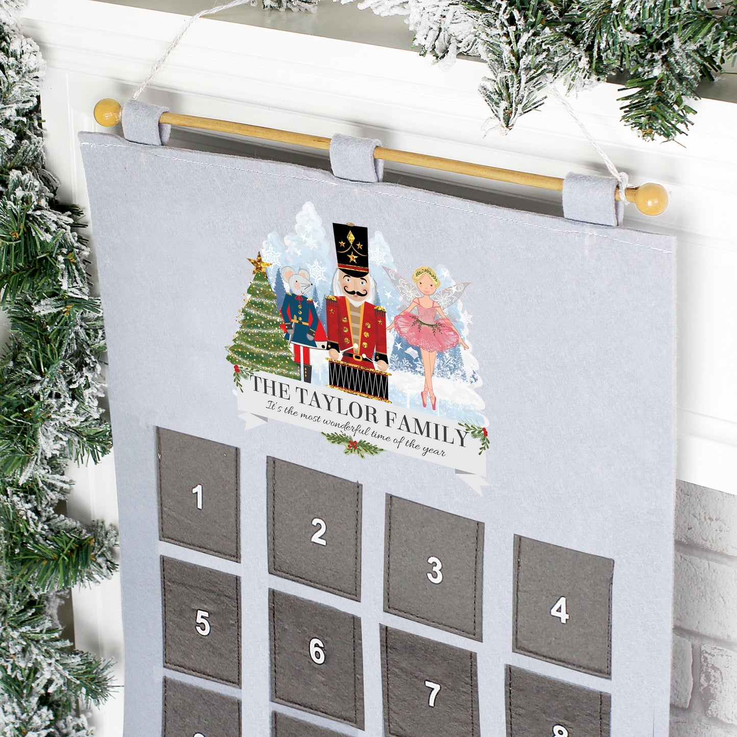 Personalised Nutcracker Advent Calendar In Silver Grey - Personalise It!