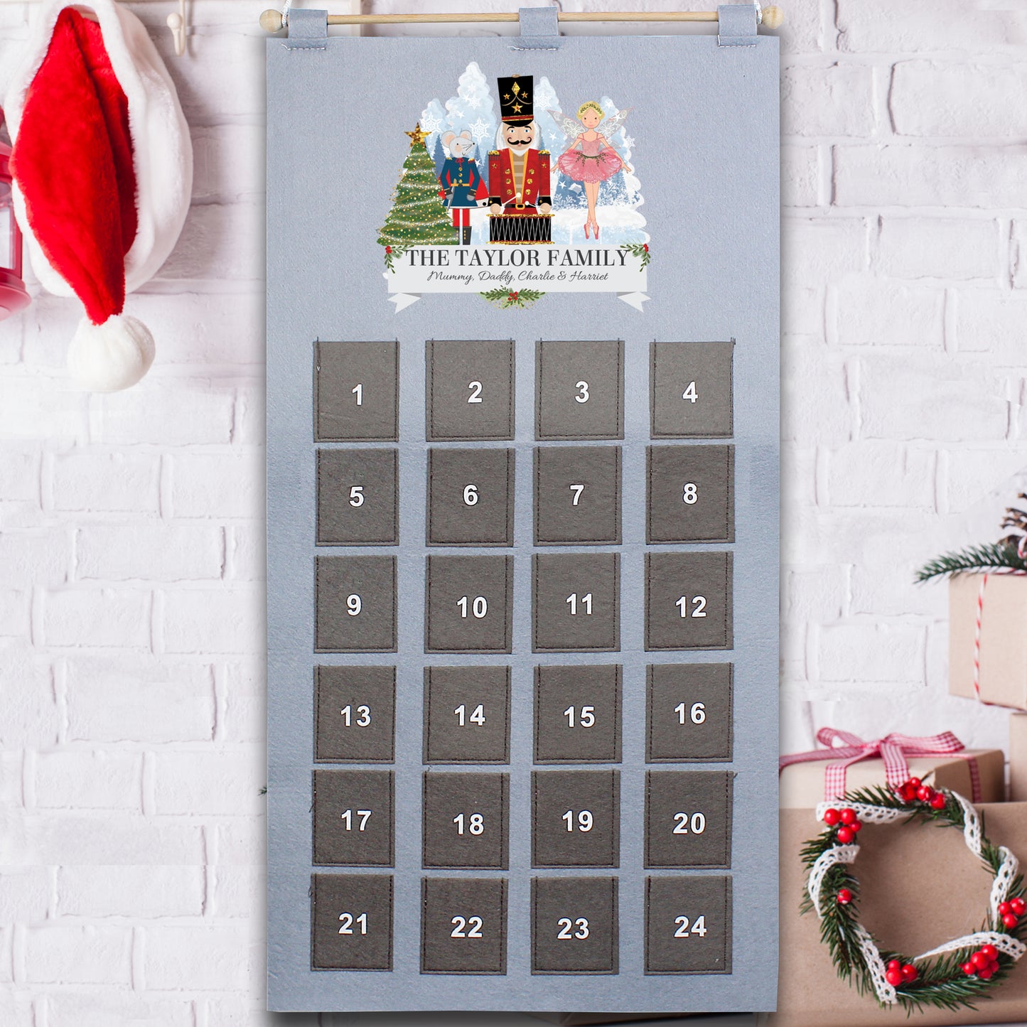 Personalised Nutcracker Advent Calendar In Silver Grey - Personalise It!