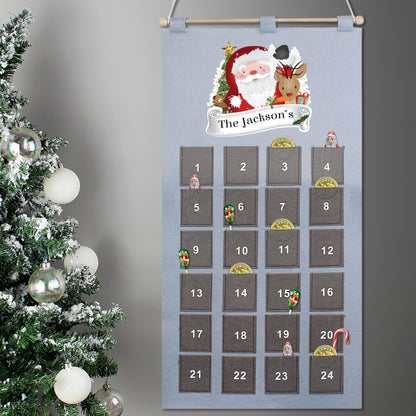 Personalised Santa Advent Calendar In Silver Grey - Personalise It!