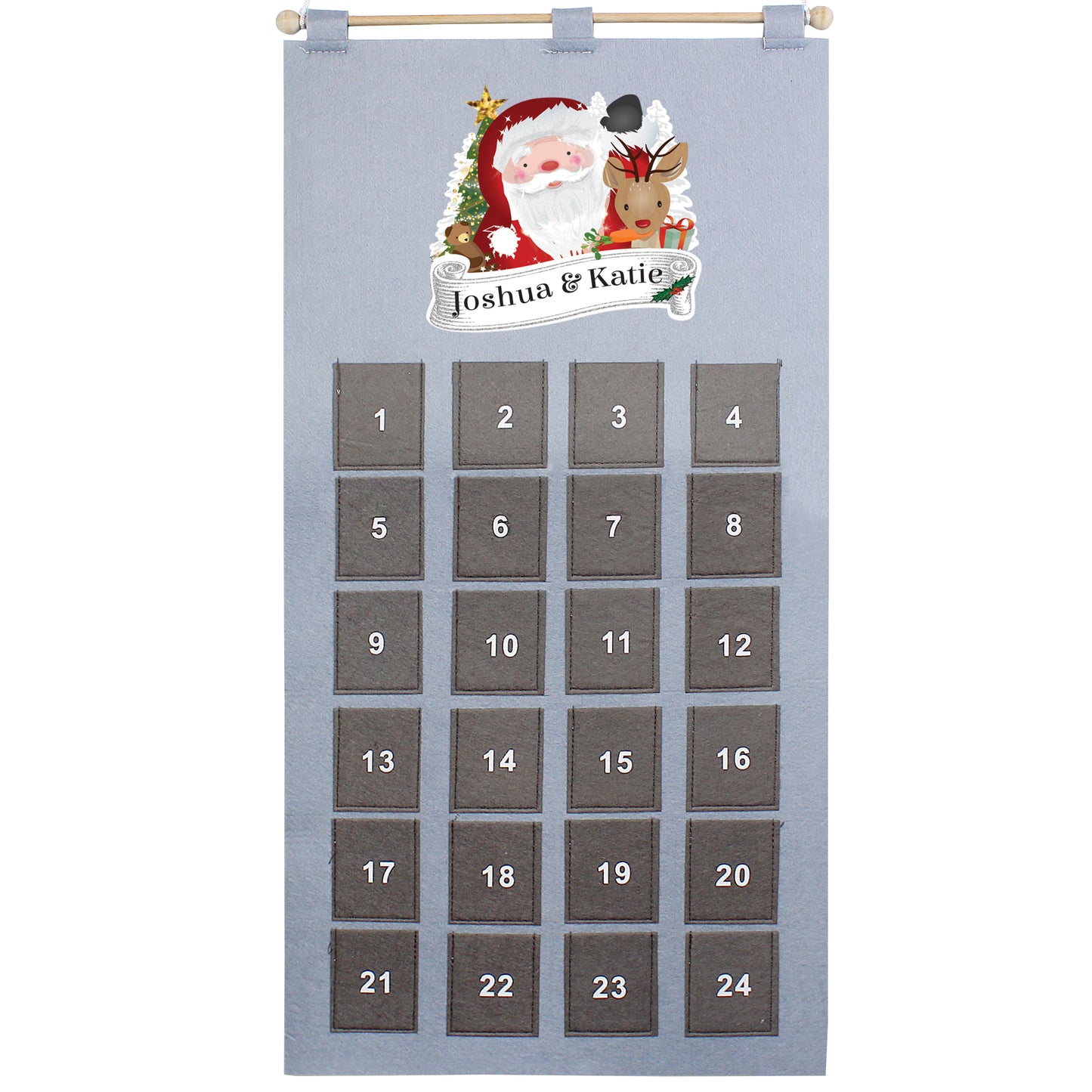 Personalised Santa Advent Calendar In Silver Grey - Personalise It!