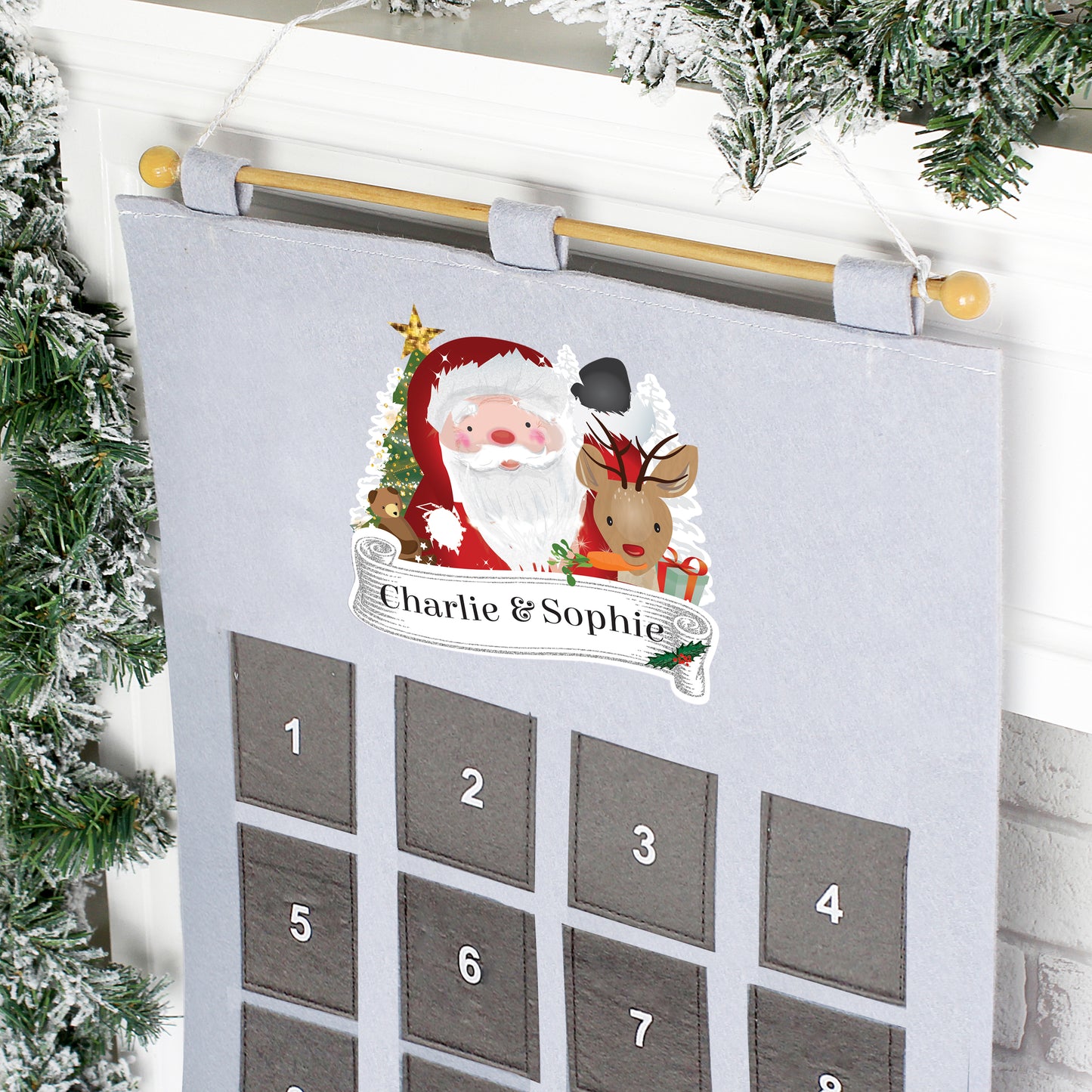 Personalised Santa Advent Calendar In Silver Grey - Personalise It!