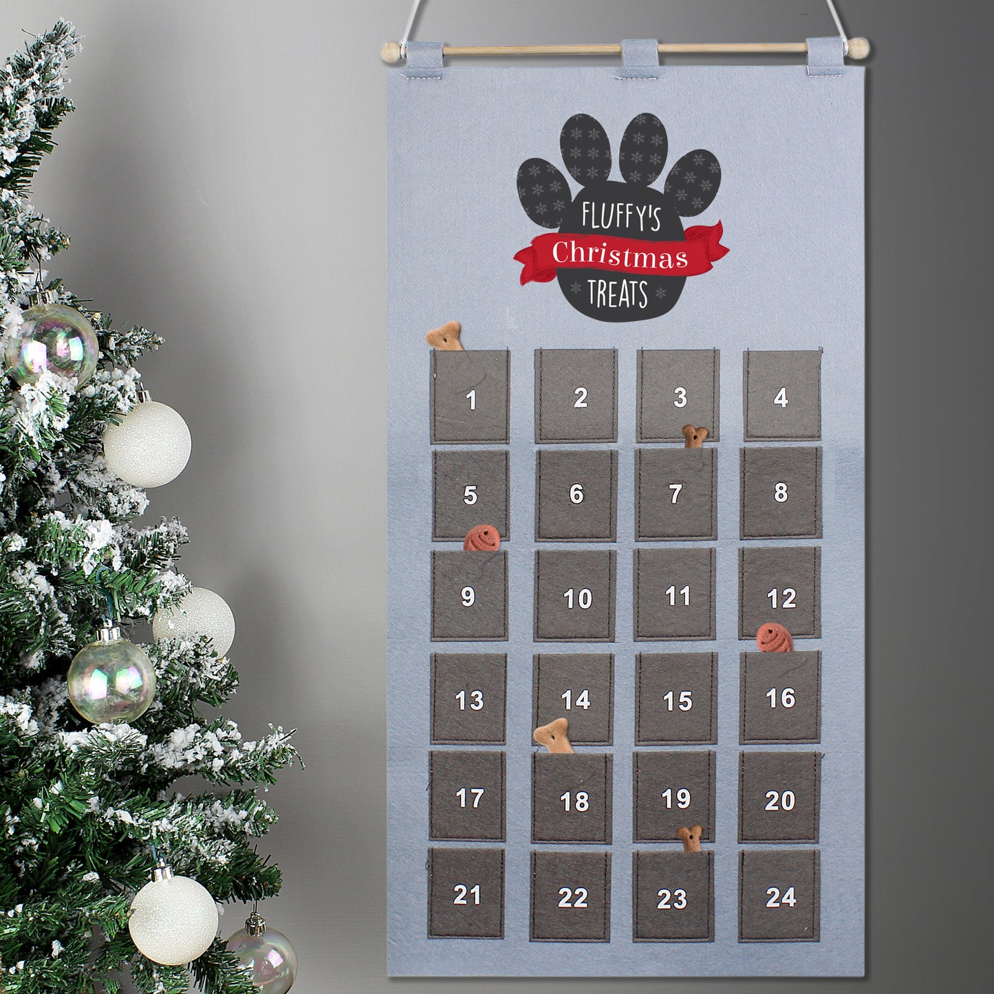 Personalised Pet Advent Calendar In Silver Grey - Personalise It!