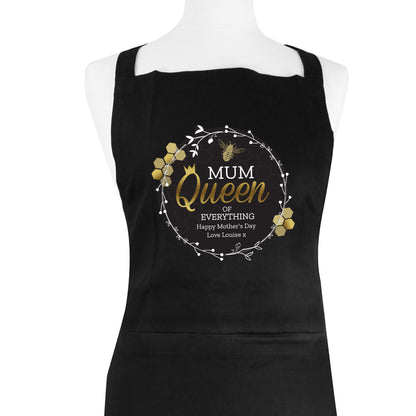 Personalised Queen Bee Black Apron - Personalise It!