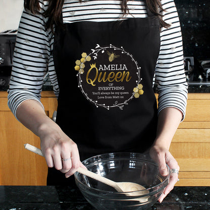 Personalised Queen Bee Black Apron - Personalise It!
