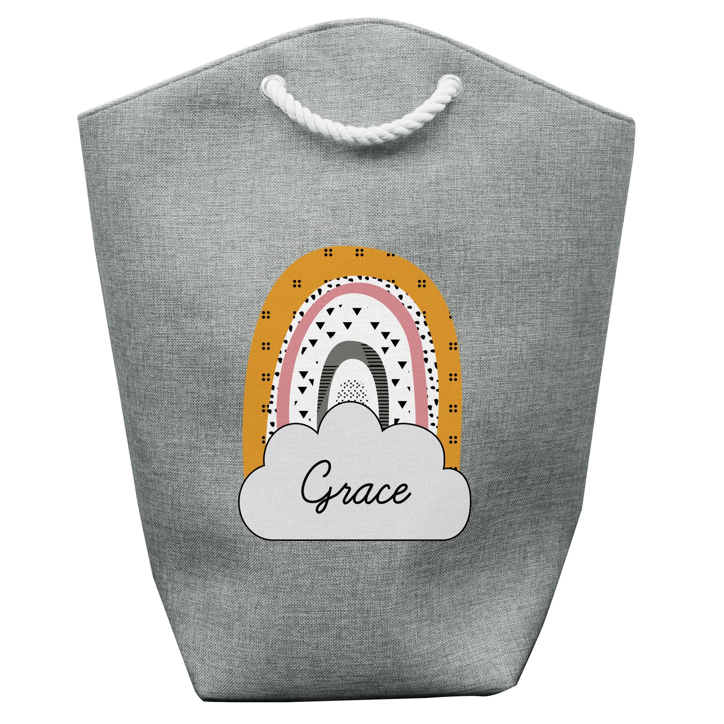 Personalised Mustard & Pink Rainbow Storage Bag - Personalise It!