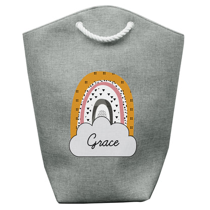 Personalised Mustard & Pink Rainbow Storage Bag - Personalise It!