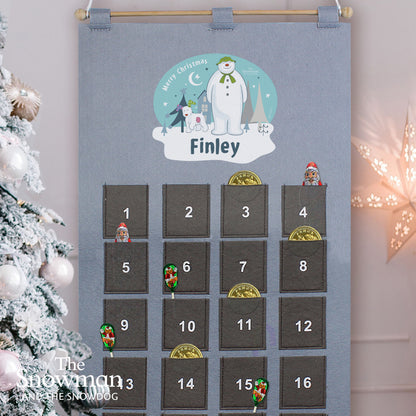 Personalised The Snowman and the Snowdog Advent Calendar In Silver Grey - Personalise It!