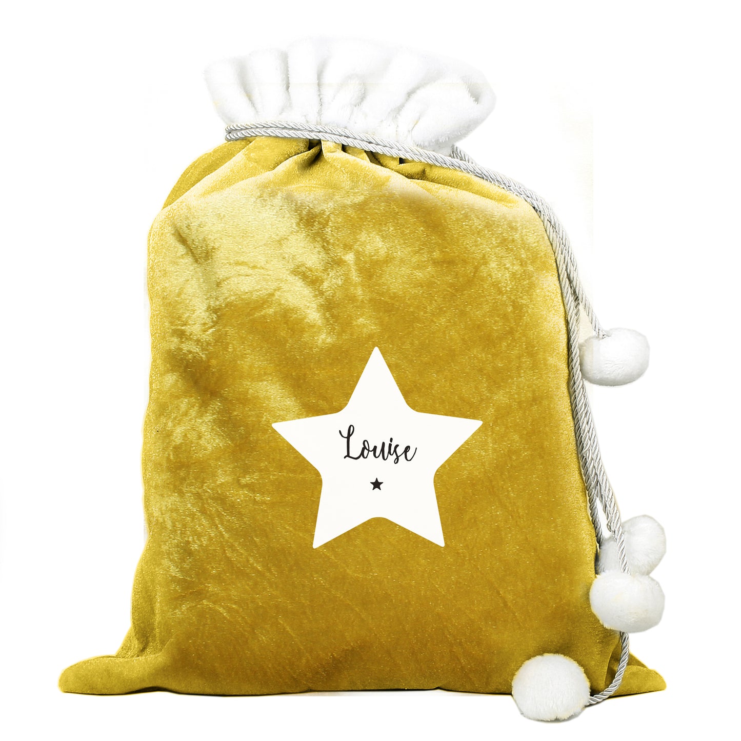 Personalised Star Luxury Pom Pom Gold Sack - Personalise It!