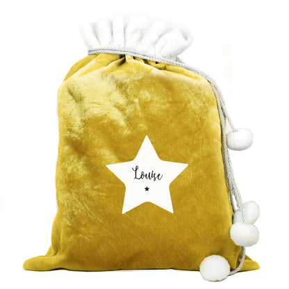 Personalised Star Luxury Pom Pom Gold Sack - Personalise It!