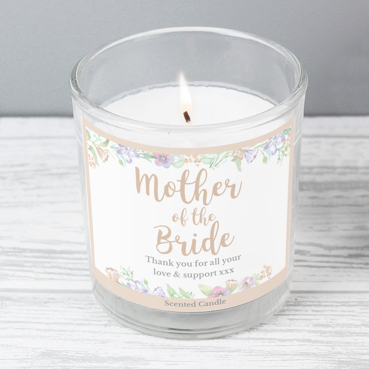 Personalised Mother of the Bride 'Floral Watercolour Wedding' Scented Jar Candle - Personalise It!