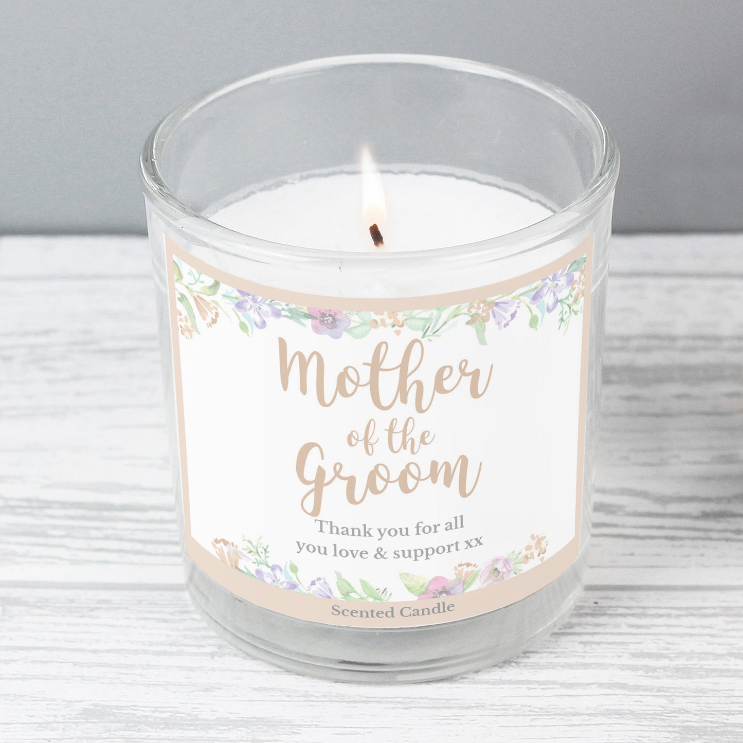Personalised Mother of the Groom 'Floral Watercolour Wedding' Scented Jar Candle - Personalise It!