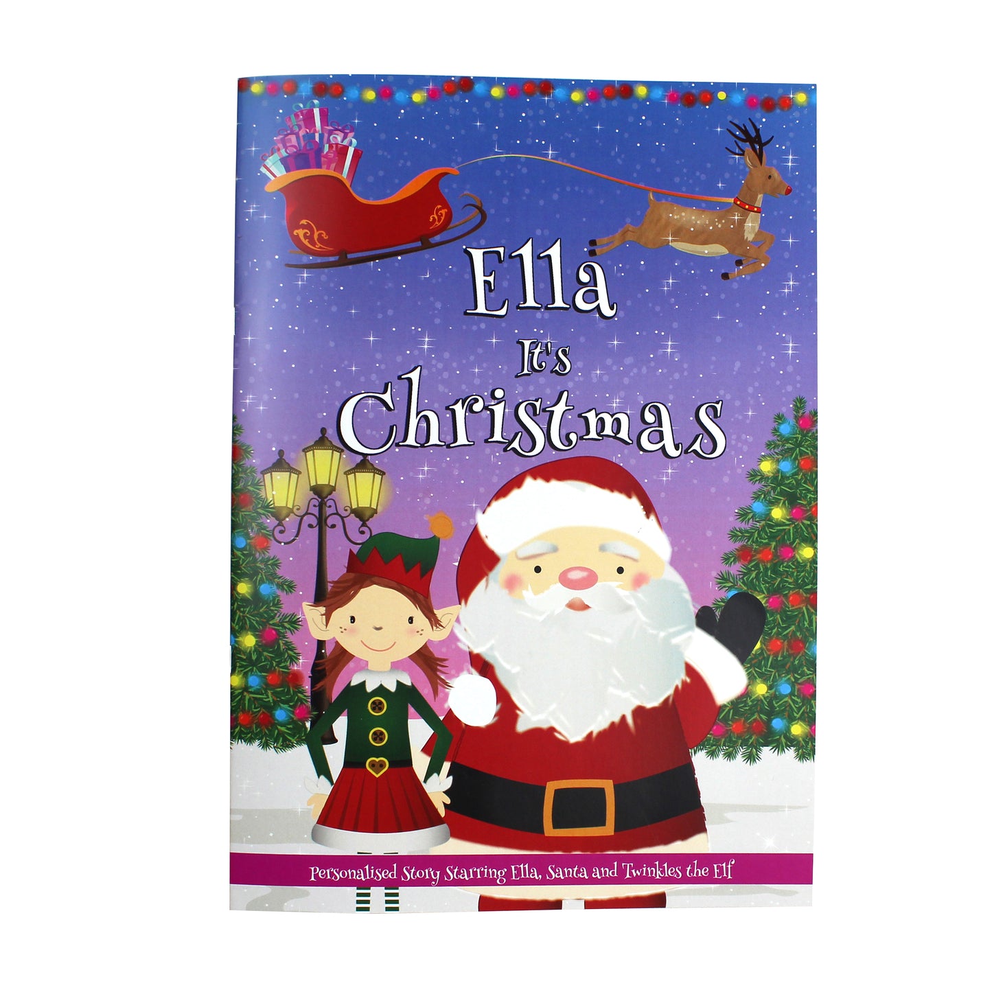 Personalised Girls ""It's Christmas"" Story Book, Featuring Santa and his Elf Twinkles - Personalise It!