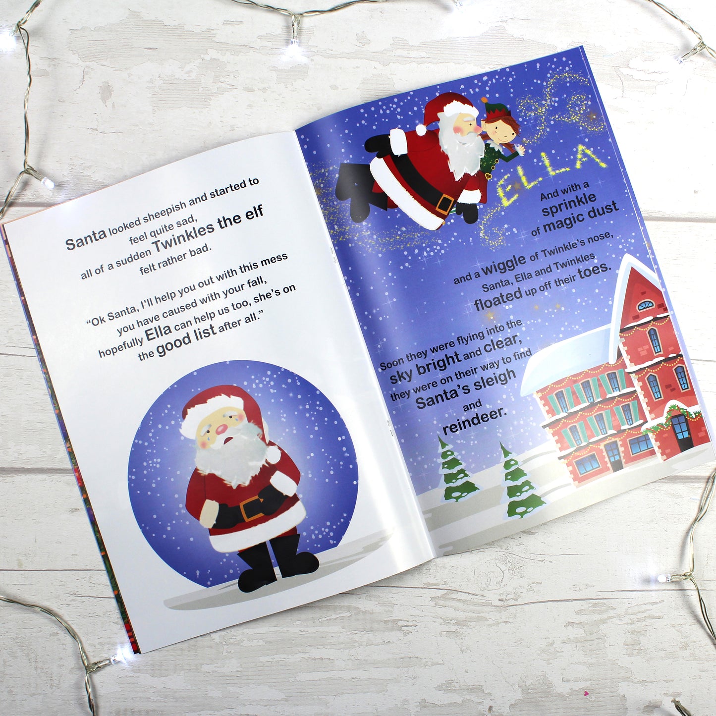 Personalised Girls ""It's Christmas"" Story Book, Featuring Santa and his Elf Twinkles - Personalise It!