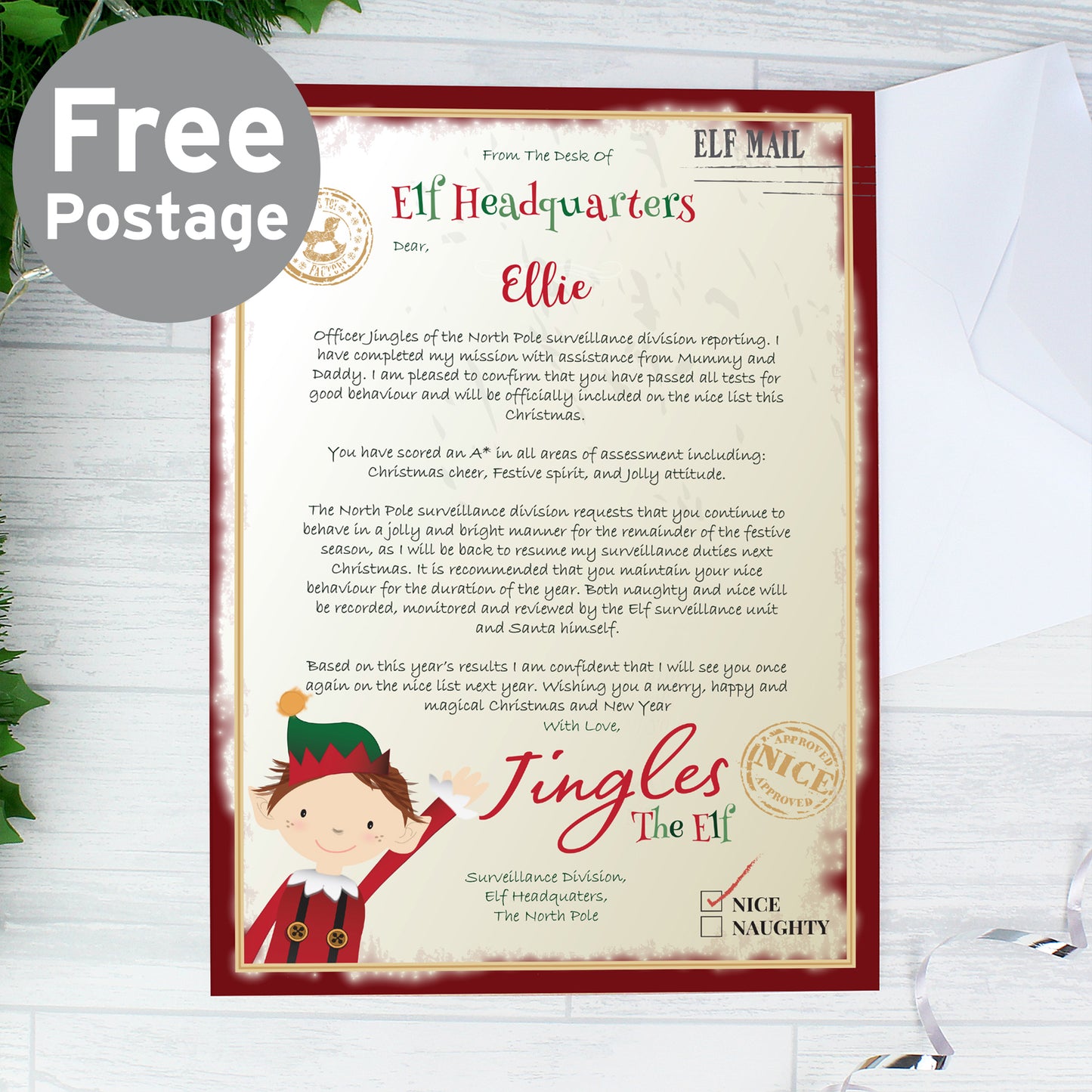 Personalised Elf Surveillance Christmas Letter - Personalise It!