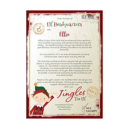 Personalised Elf Surveillance Christmas Letter - Personalise It!