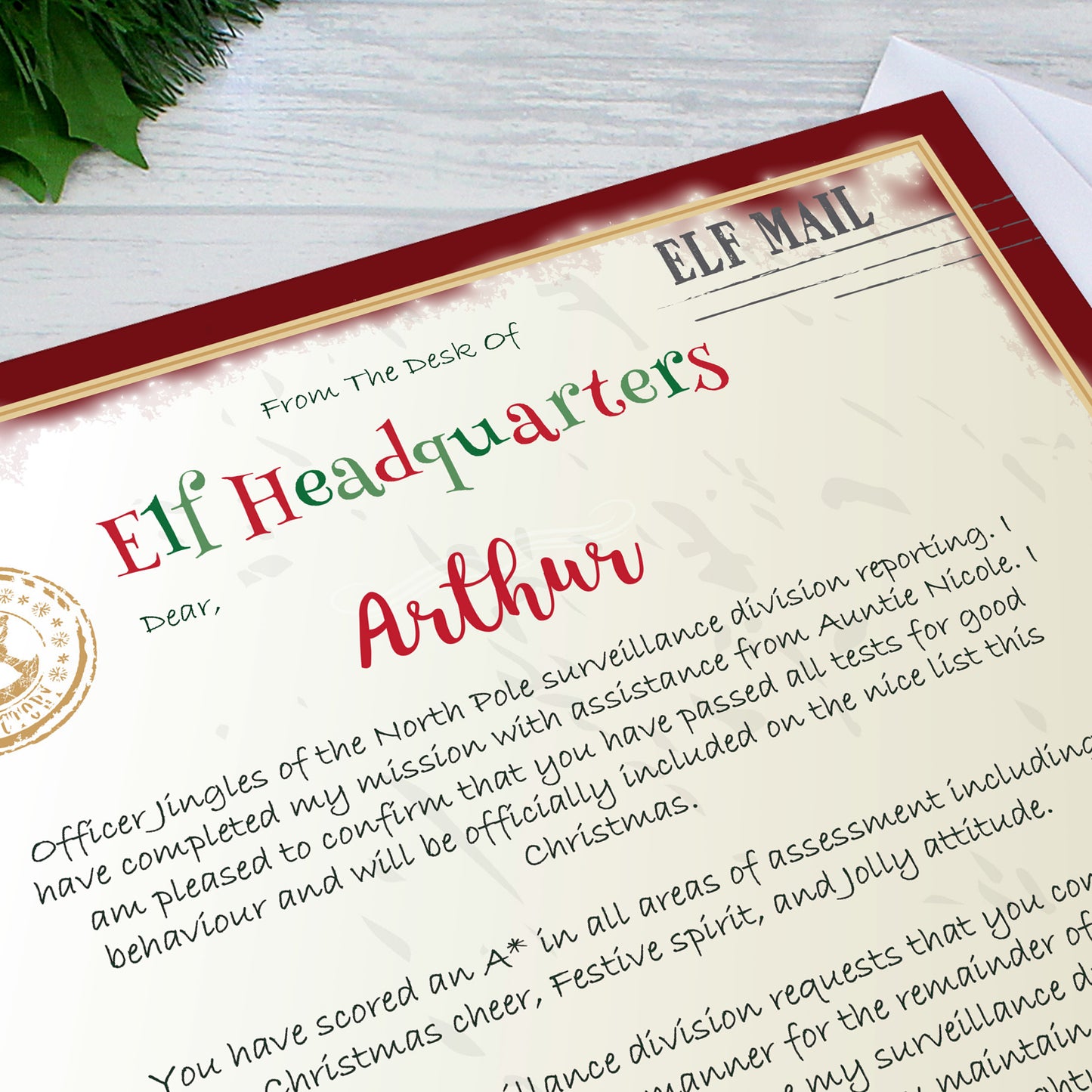 Personalised Elf Surveillance Christmas Letter - Personalise It!
