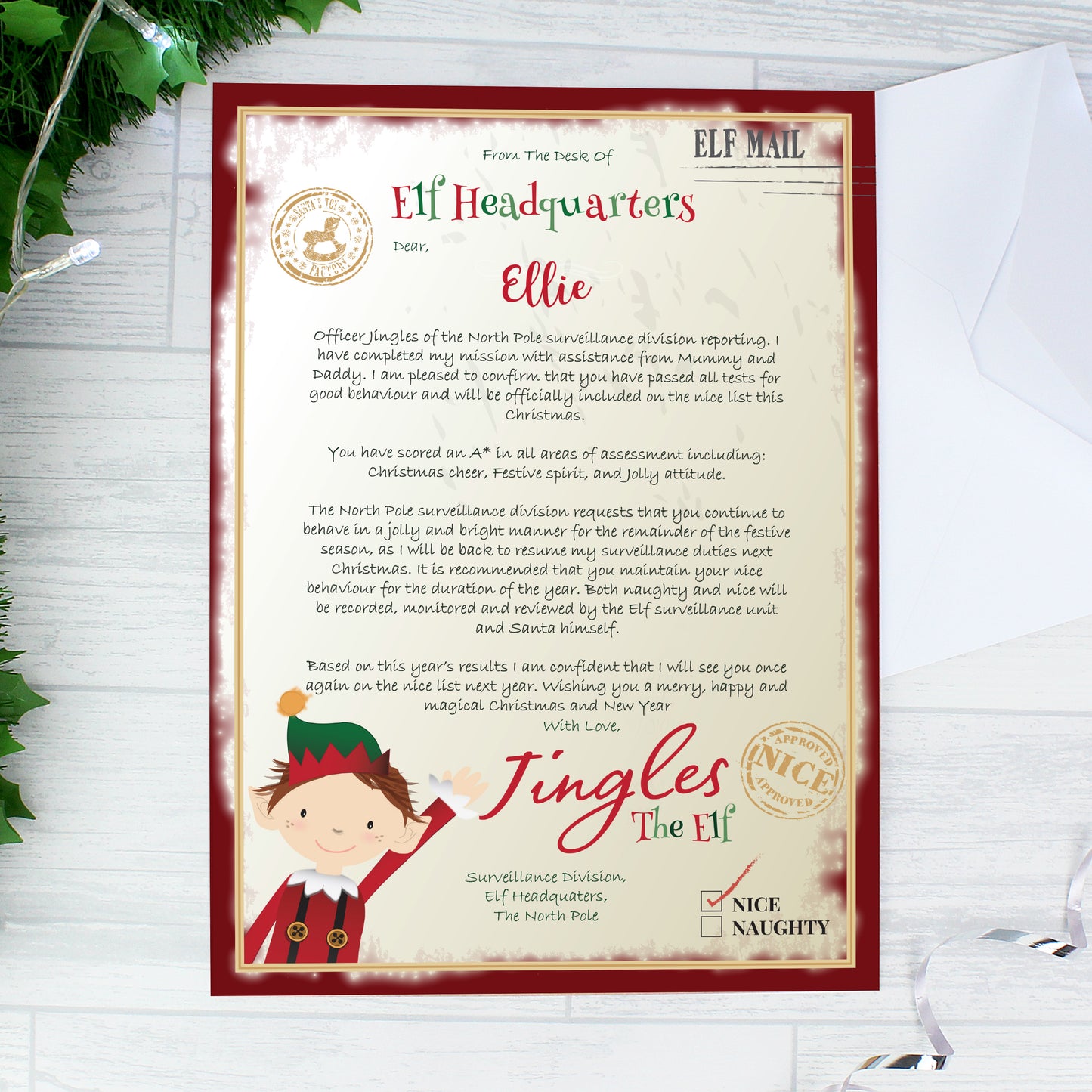 Personalised Elf Surveillance Christmas Letter - Personalise It!