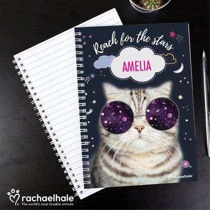 Personalised Rachael Hale Space Cat A5 Notebook - Personalise It!