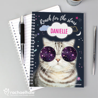 Personalised Rachael Hale Space Cat A5 Notebook - Personalise It!