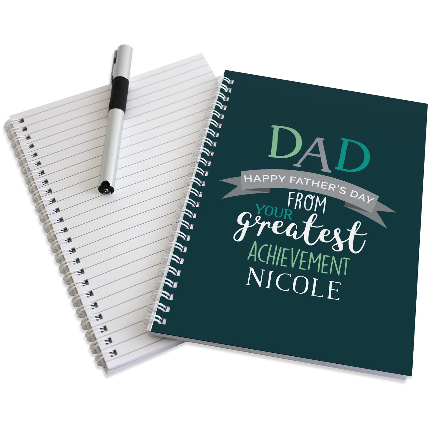 Personalised Dad's Greatest Achievement A5 Notebook - Personalise It!