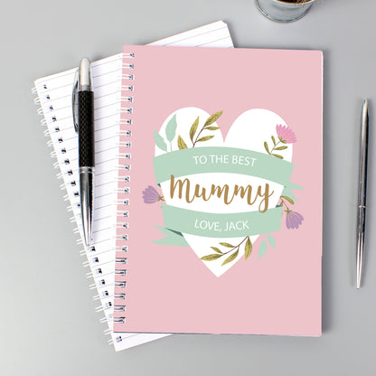 Personalised Floral Heart A5 Notebook - Personalise It!